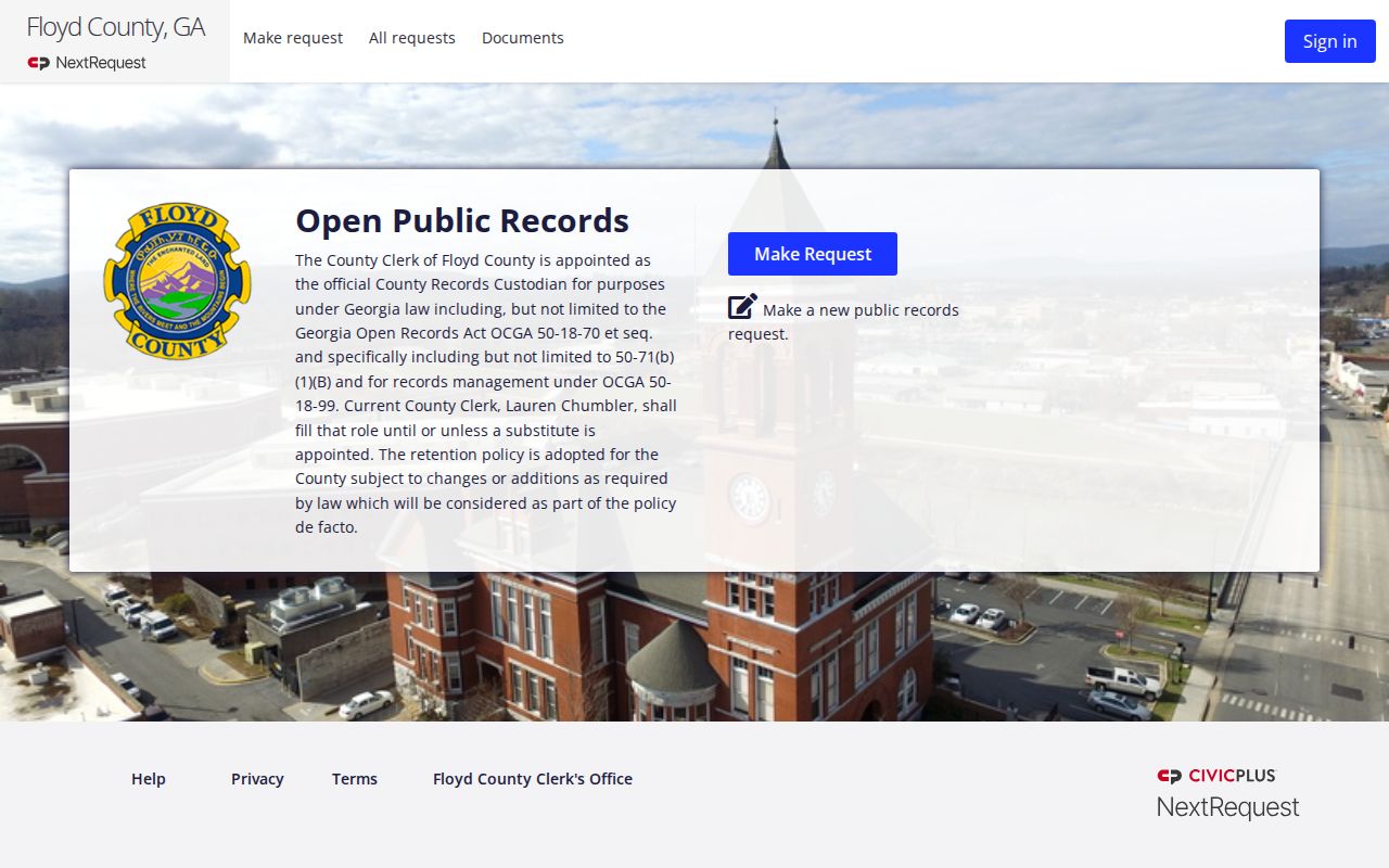Floyd County warrant records request portal