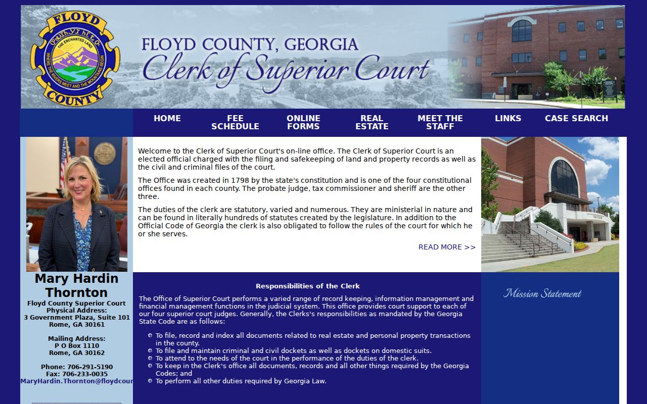 Floyd County bench warrant related Superior Court Clerk office