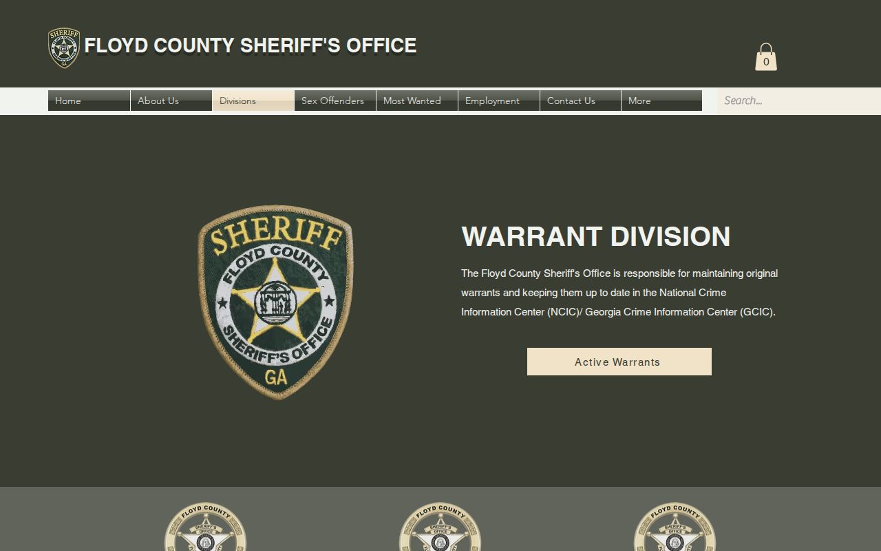 Floyd County warrant records page from the sheriff's office